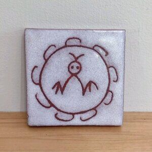 Vintage Arius Terracotta Tile Coaster Santa Fe Mexico Native American Modernist